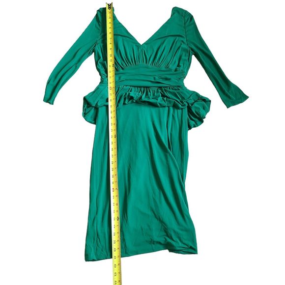 Alexander McQueen Green Peplum Ruched Stretch Dress Viscose Italy sz 48 (14 US) - Picture 11 of 16